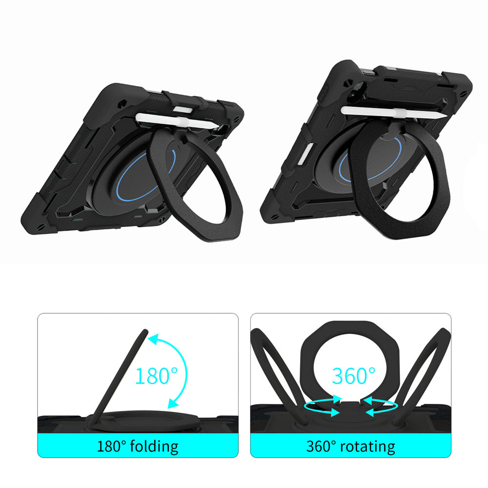 ARMOR-X Apple iPad 11-Inch ( 11th Gen / A16) shockproof case, impact protection cover with kickstand and folding grip. Folding grip kickstand support both portrait and landscape mode. 
