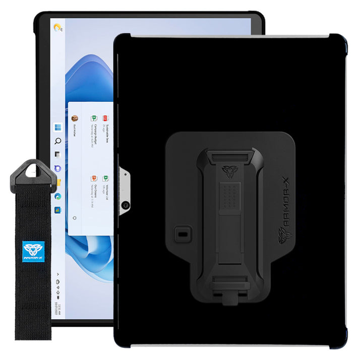 NXS-MS-SFPR9 | Microsoft Surface Pro 11 / 10 / 9 | Protective case w/ hand strap & X-mount support smart keyboard
