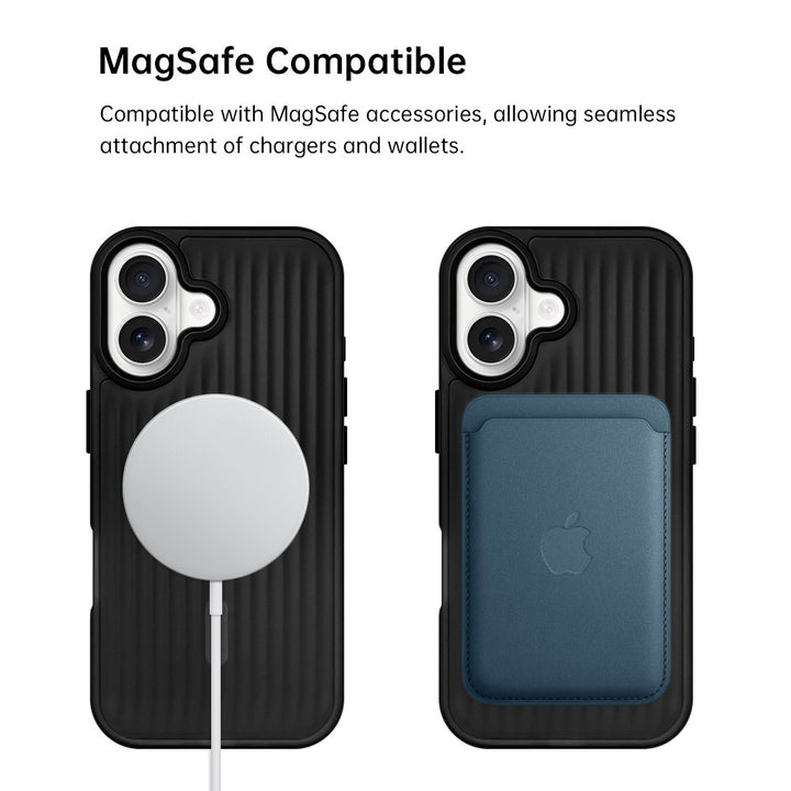 ARMOR-X iPhone 17 case with MagSafe. Built-in magnetic ring aligns precisely with MagSafe chargers and accessories for a secure connection and stable wireless charging without removing the case.