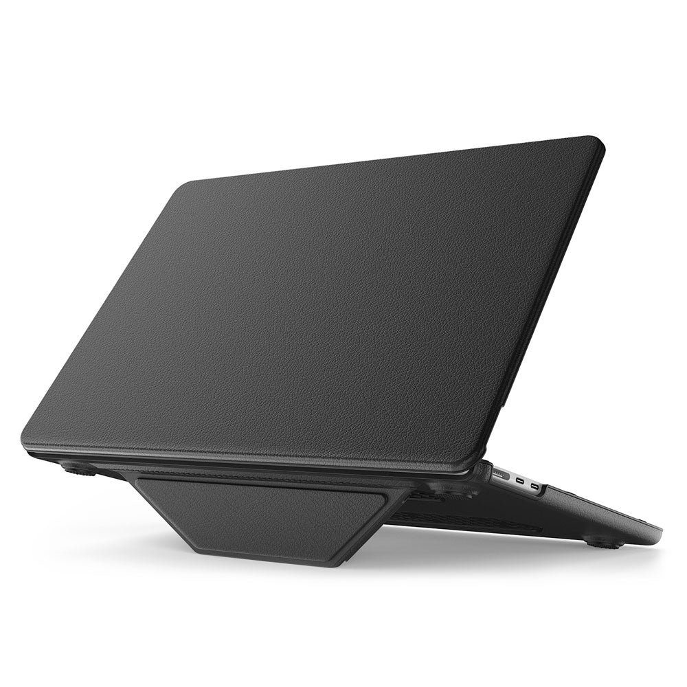 ARMOR-X MacBook Air 15" 2023 / 2024 (M2 A2941 / M3 A3114) PU leather hard shell dual layer protective cover, built-in magnetic kickstand, bringing better visual experience and helps to relieve neck strain.