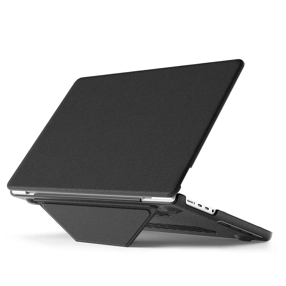 ARMOR-X MacBook Pro 14" 2021 / 2023 / 2024 (M1 Pro/Max A2442 / M2 A2779 / M3 A2918 A2992 / M4) PU leather hard shell dual layer protective cover, built-in magnetic kickstand, bringing better visual experience and helps to relieve neck strain.