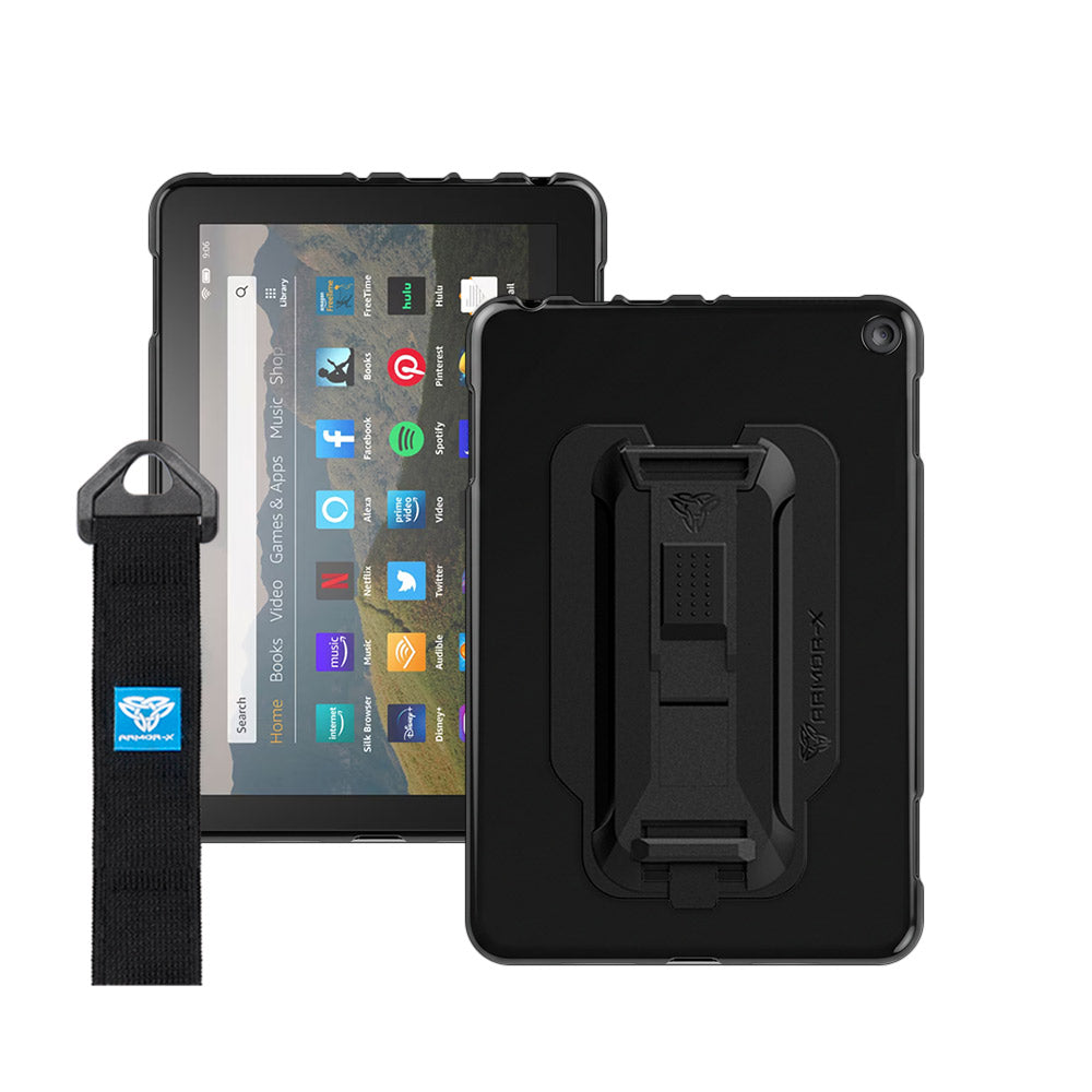 PXS-AZ-HD8PL | Amazon Fire HD 8 (2024, 2022, 2020) / HD 8 Plus (2022, 2020) | Shockproof Case w/ Kickstand & hand strap & X-Mount