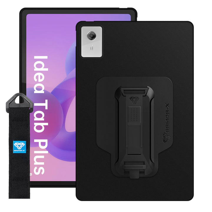 ARMOR-X Lenovo Tab K12 TB361 / Lenovo Idea Tab Plus ( 12.1" TB361 ) shockproof case, impact protection cover with hand strap and kick stand. One-handed design for your workplace.
