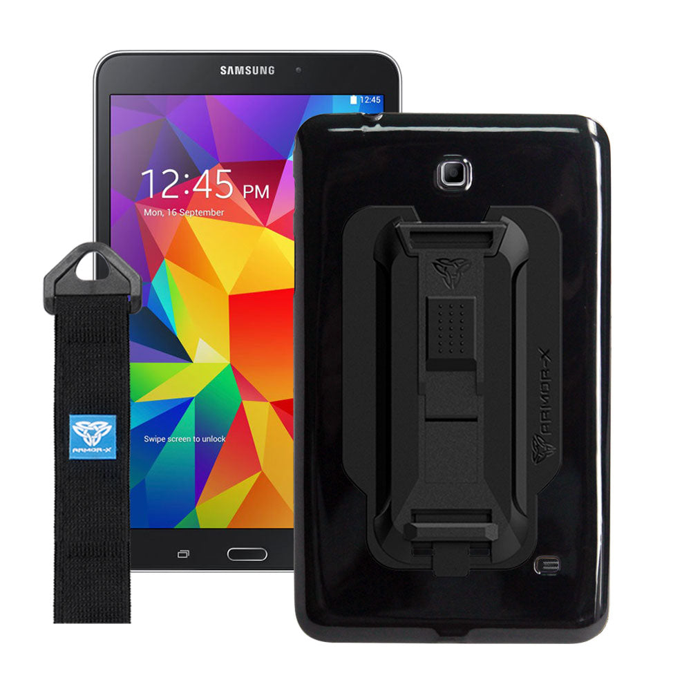 PXS-SS16 | Samsung Galaxy Tab 4 8.0 T335 T333 T331 T330 | Shockproof Case w/ Kickstand & hand strap & X-Mount