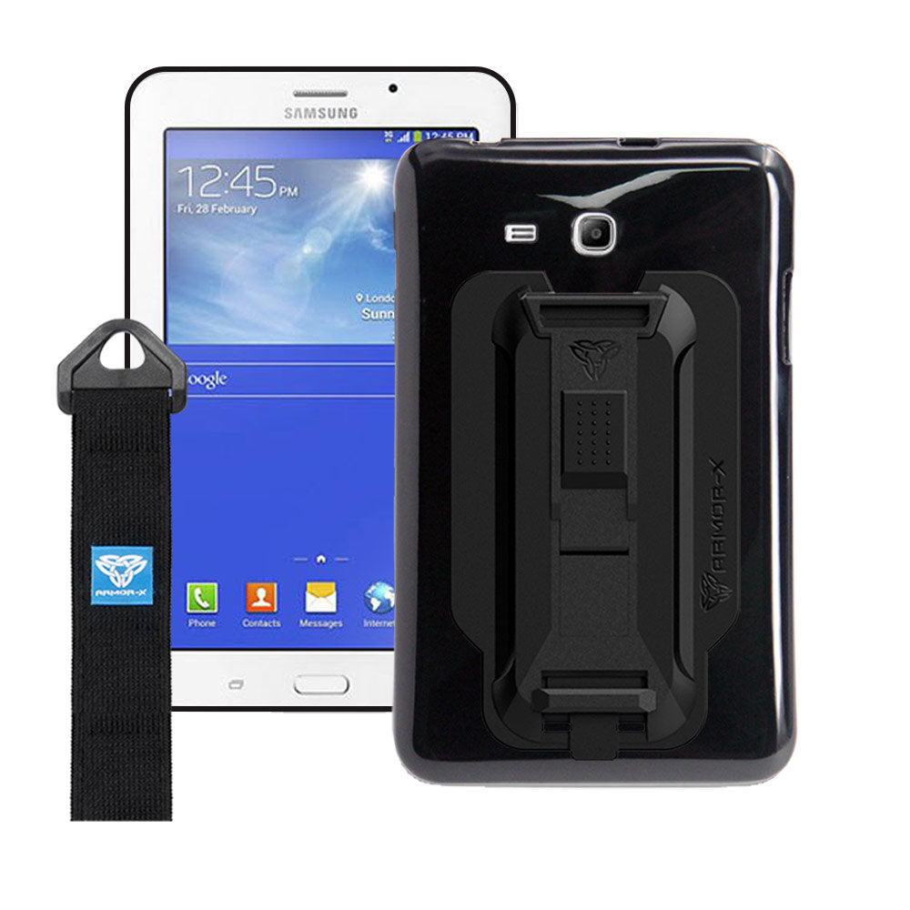 PXS-SS23 | Samsung Galaxy Tab 3 Lite 7.0 T116 T113 T111 T110 | Shockproof Case w/ Kickstand & hand strap & X-Mount