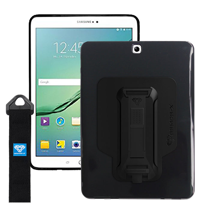 PXS-SS28 | Samsung Galaxy Tab S2 9.7 T810 T815 T813 T819 | Shockproof Case w/ Kickstand & hand strap & X-Mount