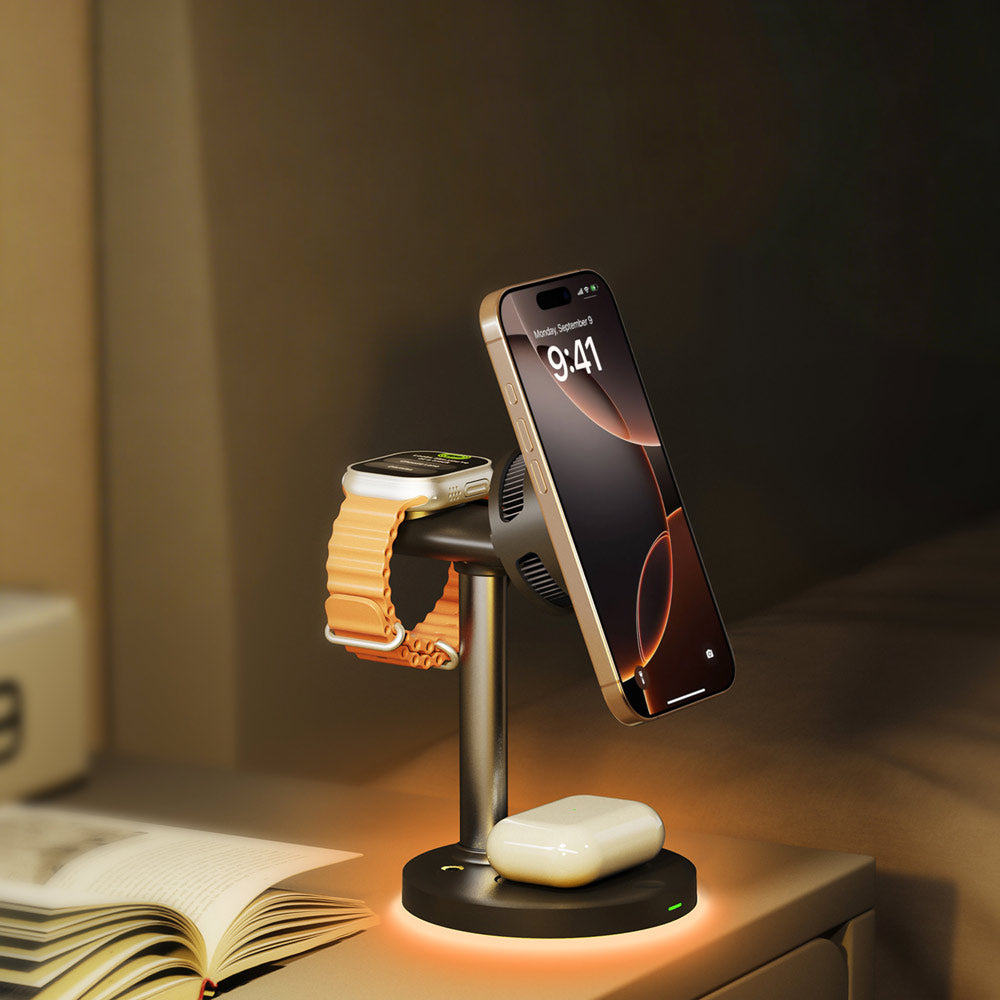 QI2-01 | Qi2.2 25W 3-in-1 Wireless Charger Compatible with iPhone, Apple Watch, AirPods