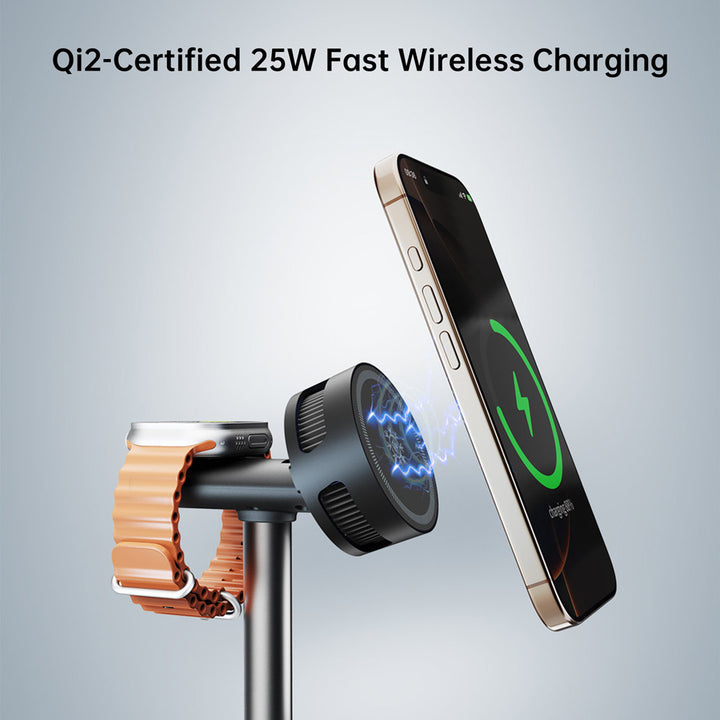 QI2-01 | Qi2.2 25W 3-in-1 Wireless Charger Compatible with iPhone, Apple Watch, AirPods