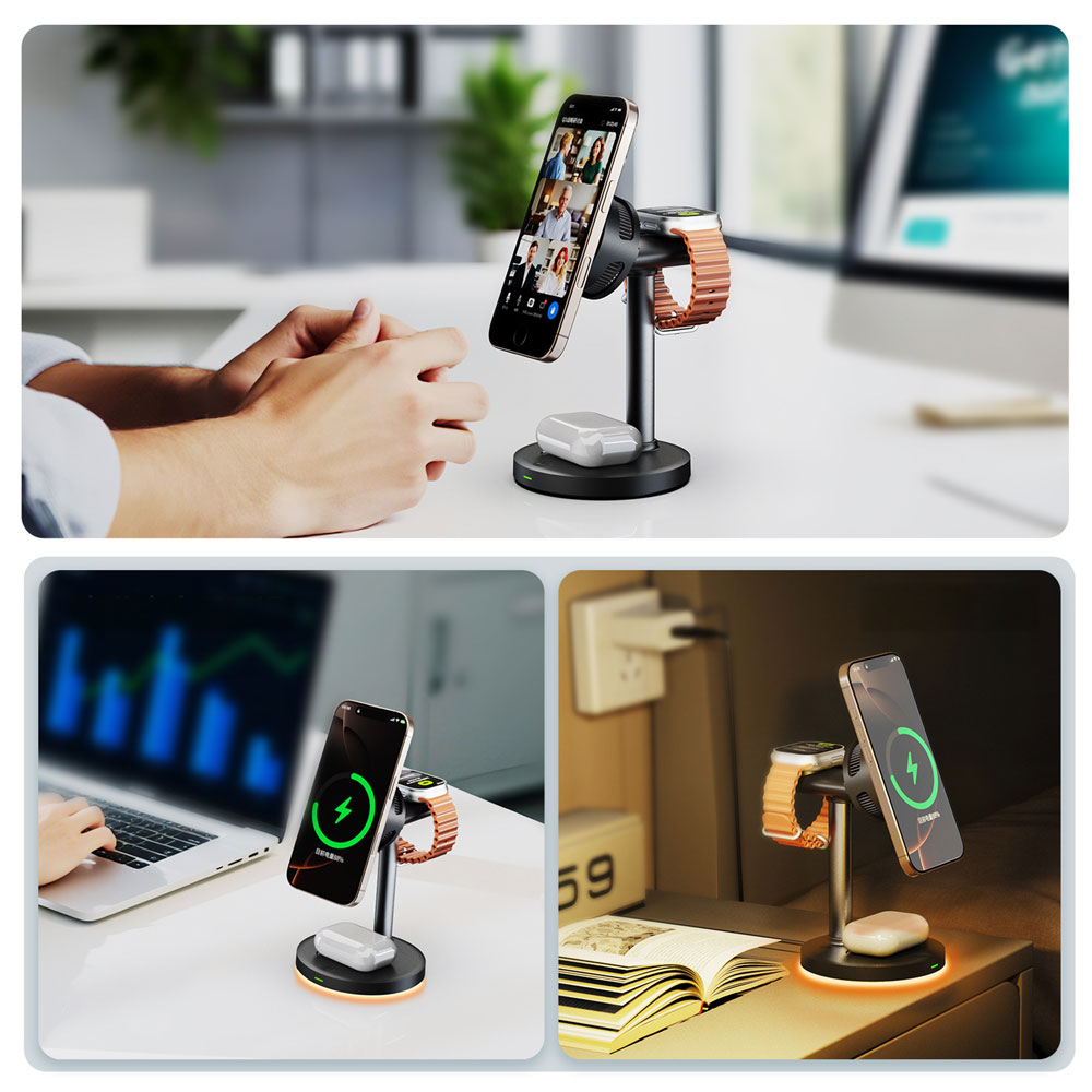 QI2-01 | Qi2.2 25W 3-in-1 Wireless Charger Compatible with iPhone, Apple Watch, AirPods