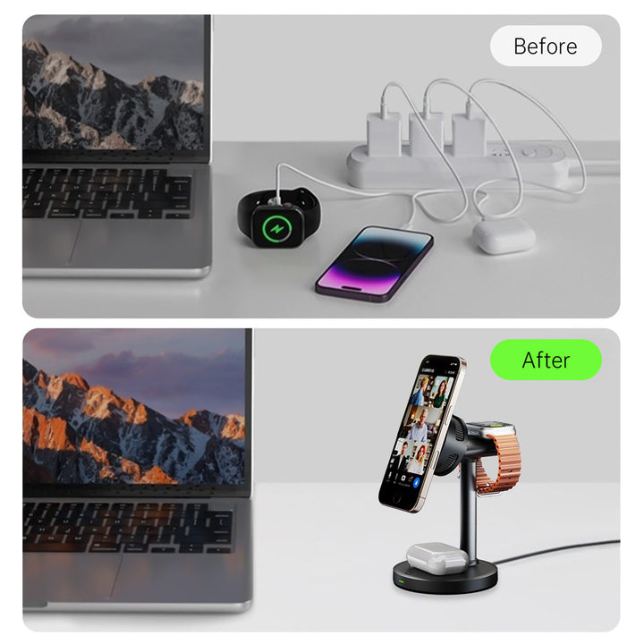 QI2-01 | Qi2.2 25W 3-in-1 Wireless Charger Compatible with iPhone, Apple Watch, AirPods
