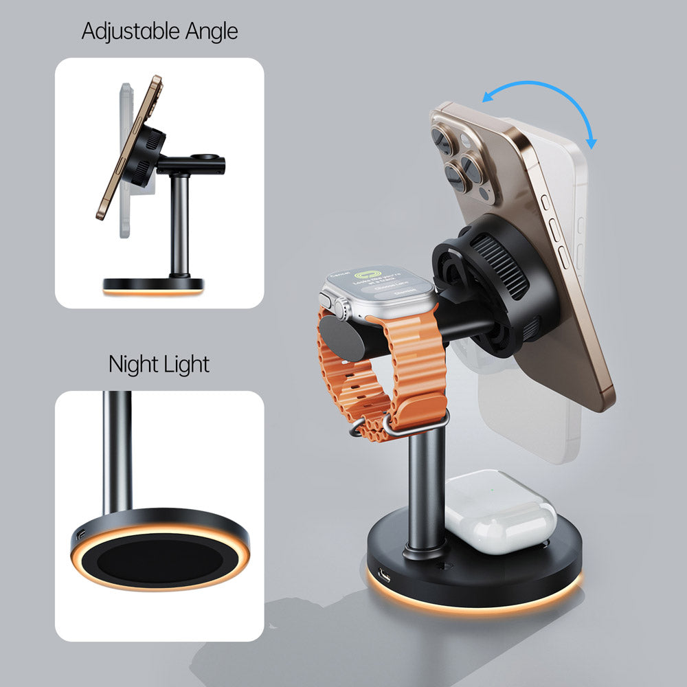 QI2-01 | Qi2.2 25W 3-in-1 Wireless Charger Compatible with iPhone, Apple Watch, AirPods