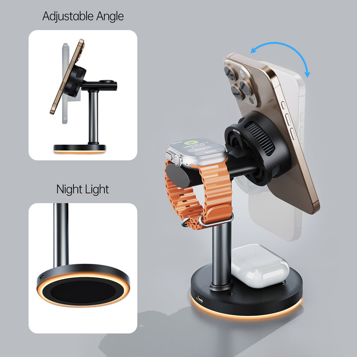 QI2-01 | Qi2.2 25W 3-in-1 Wireless Charger Compatible with iPhone, Apple Watch, AirPods