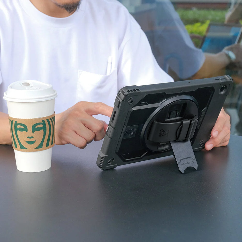 ARMOR-X shockproof case, impact protection cover with hand strap and kick stand.