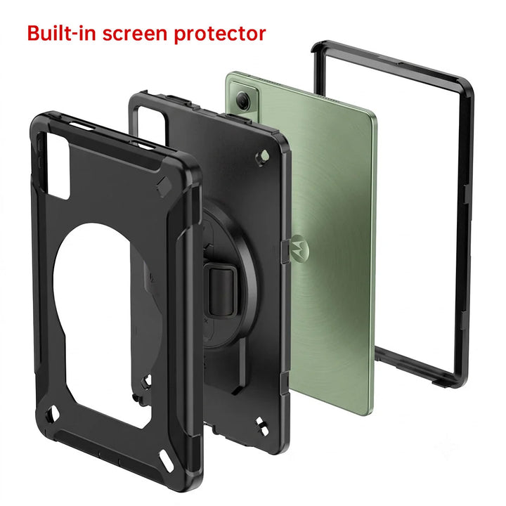 RAG-LN-TB336 | Motorola Moto Pad (2026) / Moto Pad 60 Neo | Healthcare &amp; Medical-Grade Rainproof Military-Grade Rugged Case with Silicone Hand Strap &amp; X-DOCK Modular Eco-System