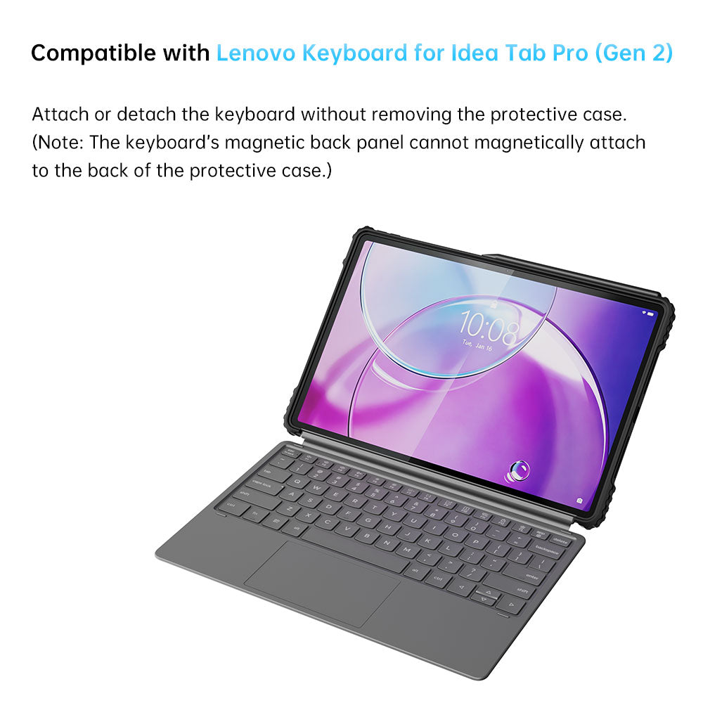 ARMOR-X Lenovo Idea Tab Pro (Gen 2) TB390 Healthcare-ready medical-grade rugged case with disinfection-ready construction, MIL-STD-810H drop protection, rainproof design, silicone hand strap, kickstand, and X-DOCK modular ecosystem for clinical workflows. Compatible with Lenovo Tab Pen Plus / Pro. Compatible with Lenovo Keyboard for Idea Tab Pro (Gen 2).

