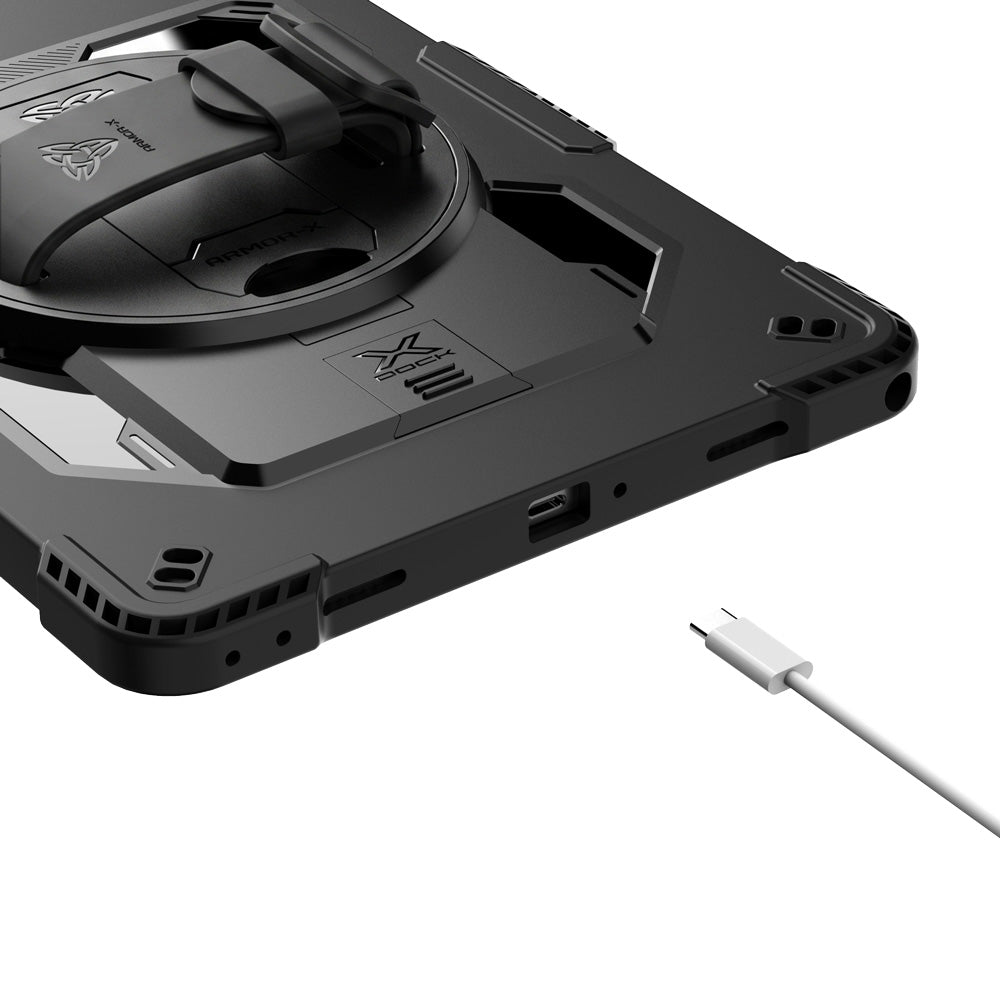 ARMOR-X case with X-DOCK Modular Eco-System. Whether you need a card reader, portable printer, HDMI or Lan connection, extra battery life or additional storage, you can select and attach the modules that best suit your workflow.