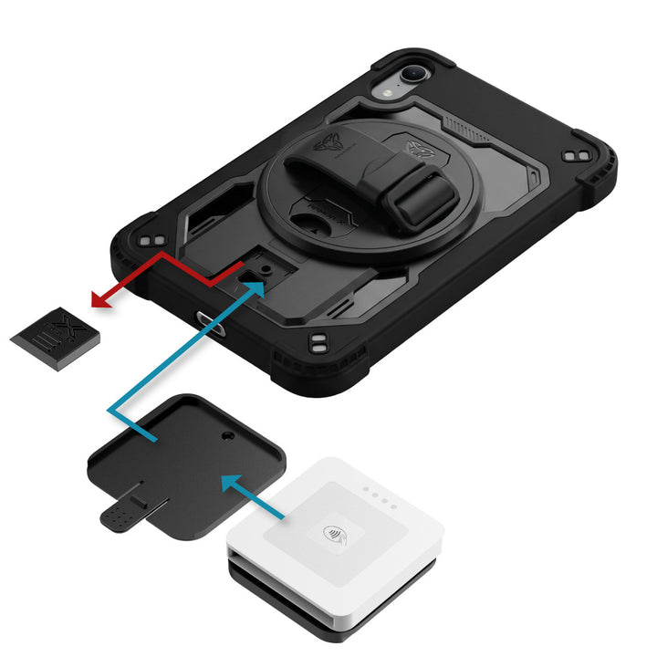 ARMOR-X case with X-DOCK Modular Eco-System. Whether you need a card reader, portable printer, HDMI or Lan connection, extra battery life or additional storage, you can select and attach the modules that best suit your workflow.