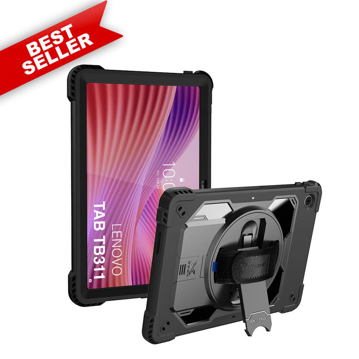 ARMOR-X Lenovo Tab ( 10.1" TB311 ) shockproof case, impact protection cover with hand strap and kick stand.