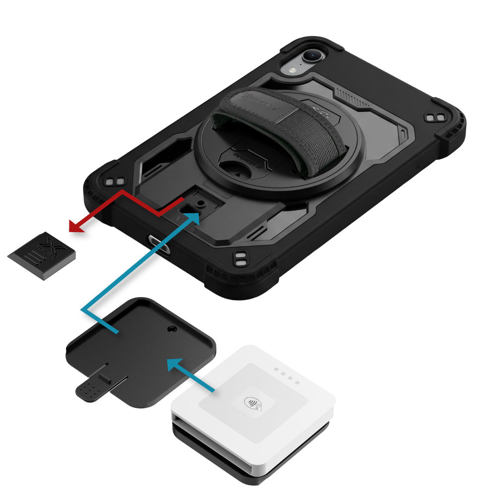 ARMOR-X iPad mini (A20 Pro) case. Whether you need a card reader, portable printer, HDMI or Lan connection, extra battery life or additional storage, you can select and attach the modules that best suit your workflow.