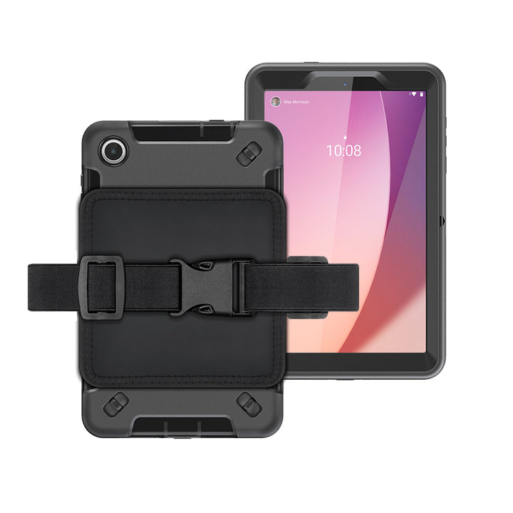 ARMOR-X Lenovo Tab M8 (4th Gen) 2024 TB301 / TB300 rainproof military grade rugged case kneeboard with leg strap.