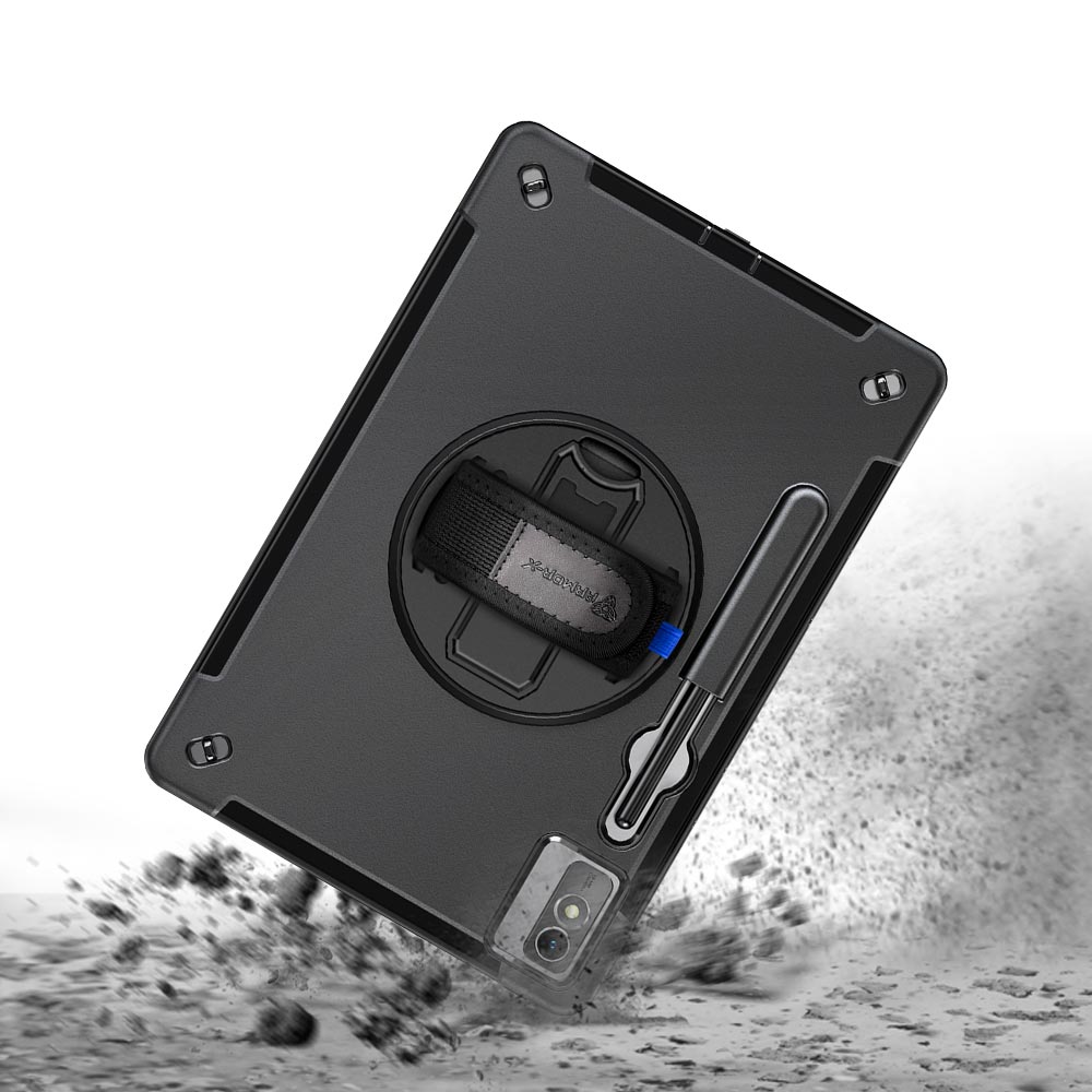 ARMOR-X Lenovo Tab P12 TB370 shockproof case, impact protection cover with hand strap and kick stand. Rugged protective case with the best dropproof protection.