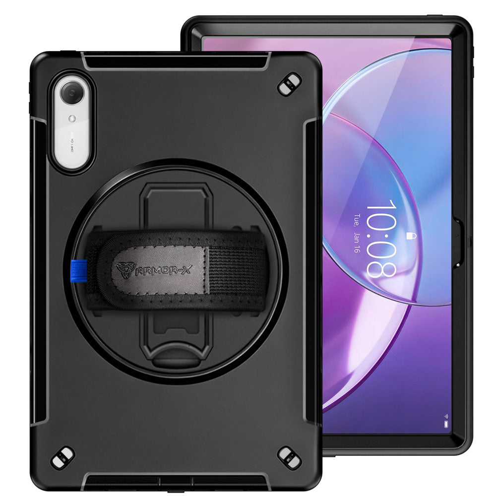 ARMOR-X Lenovo Idea Tab Pro (Gen 2) TB390 shockproof case, impact protection cover with hand strap and kick stand. One-handed design for your workplace.