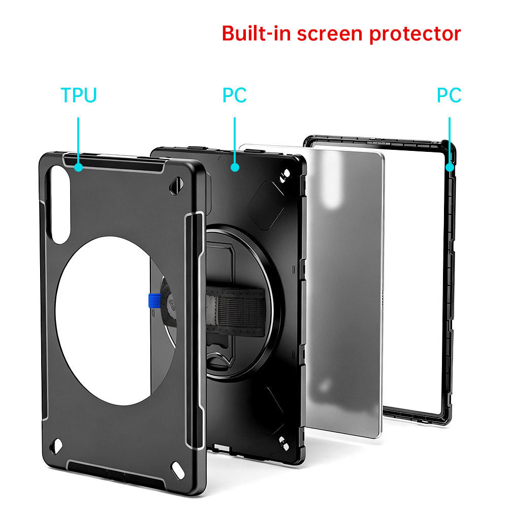 ARMOR-X Lenovo Idea Tab Pro (Gen 2) TB390 shockproof case, impact protection cover with hand strap and kick stand. Ultra 3 layers impact resistant design.
