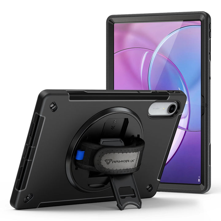 ARMOR-X Lenovo Idea Tab Pro (Gen 2) TB390 shockproof case, impact protection cover with hand strap and kick stand. One-handed design for your workplace.