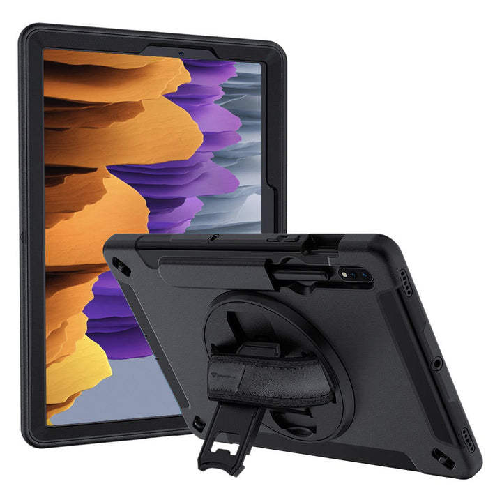 RIN-SS-S7 | Samsung Galaxy Tab S7 SM-T870 / SM-T875 / SM-T876B | Rainproof military grade rugged case with hand strap and kick-stand