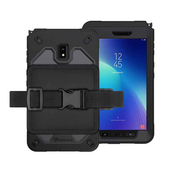 RIN-SS-T570FKB | Samsung Galaxy Tab Active 3 T570 T575 T577 | Rainproof military grade rugged case kneeboard with leg strap