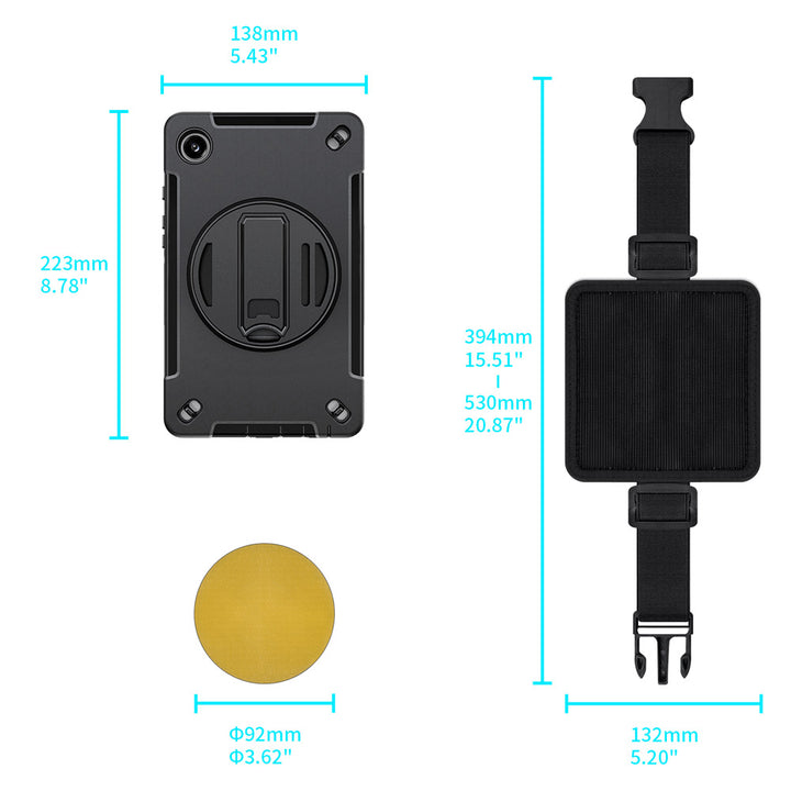 RKB-SS-X110 | Samsung Galaxy Tab A9 ( 8.7" ) SM-X110 / SM-X115 | Rainproof military grade rugged case kneeboard with leg strap