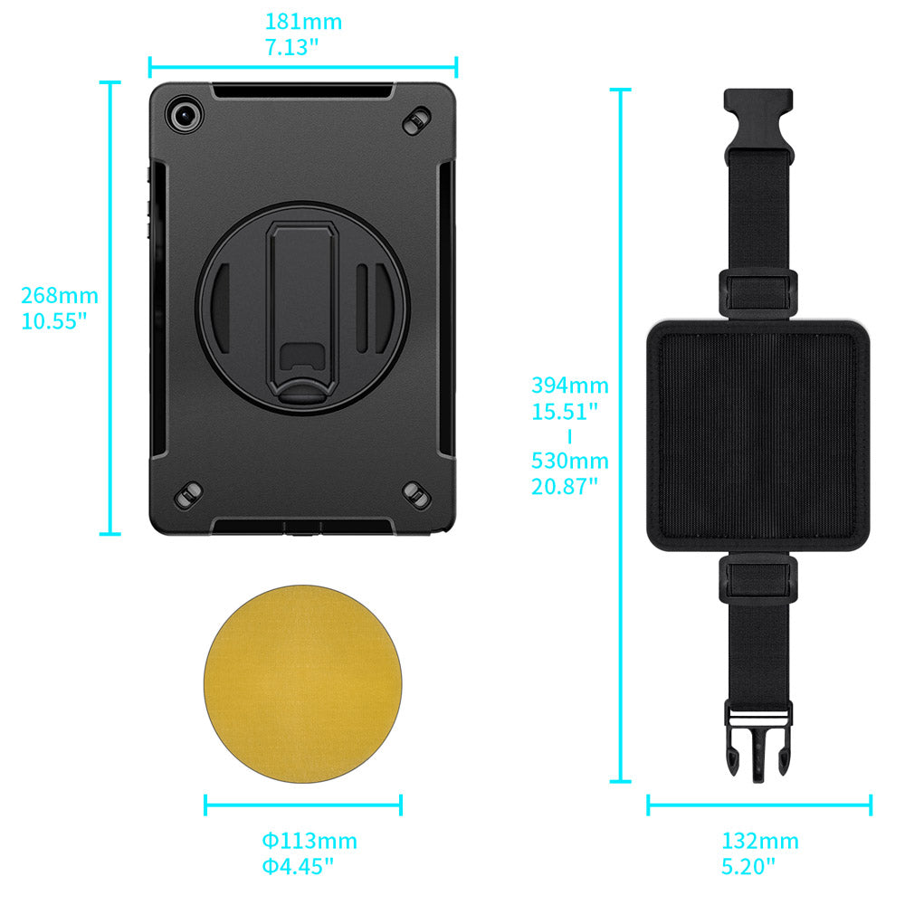 RKB-SS-X210 | Samsung Galaxy Tab A9+ A9 Plus ( 11" ) SM-X210 / SM-X215 / SM-X216 | Rainproof military grade rugged case kneeboard with leg strap