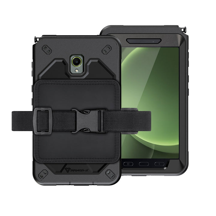 RIN-SS-X306FKB | Samsung Galaxy Tab Active5 SM-X306B / Tab Active3 SM-T570 SM-T575 SM-T577 | Rainproof military grade rugged case kneeboard with leg strap