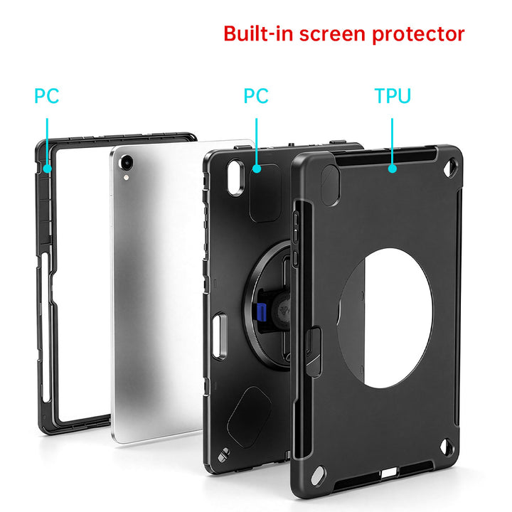 ARMOR-X Samsung Galaxy Tab S12+ S12 Plus SM-X840 / X846 / X848 shockproof case, impact protection cover with hand strap and kick stand. Ultra 3 layers impact resistant design.