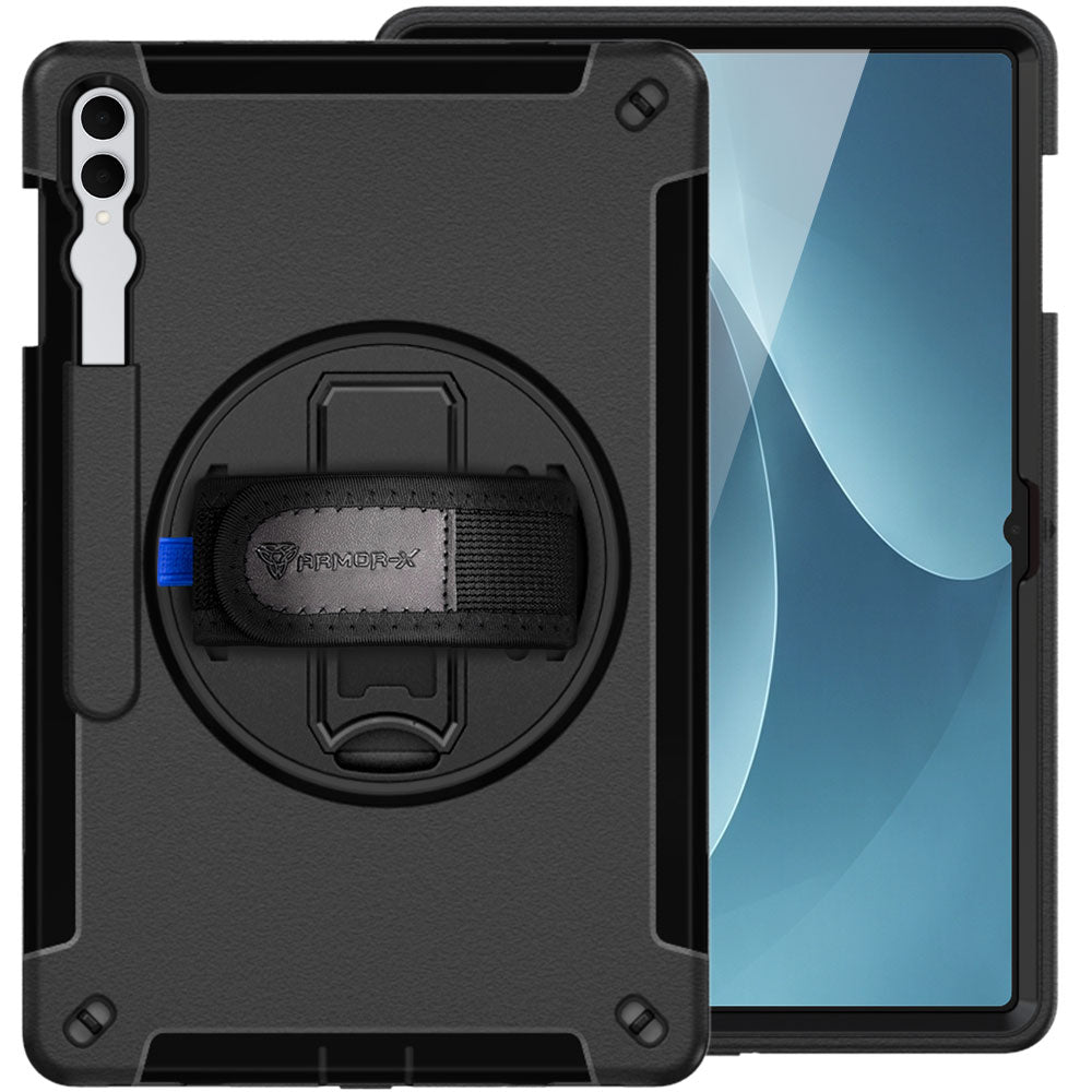 ARMOR-X Samsung Galaxy Tab S12 Ultra SM-X940 / X946 shockproof case, impact protection cover with hand strap and kick stand. One-handed design for your workplace.