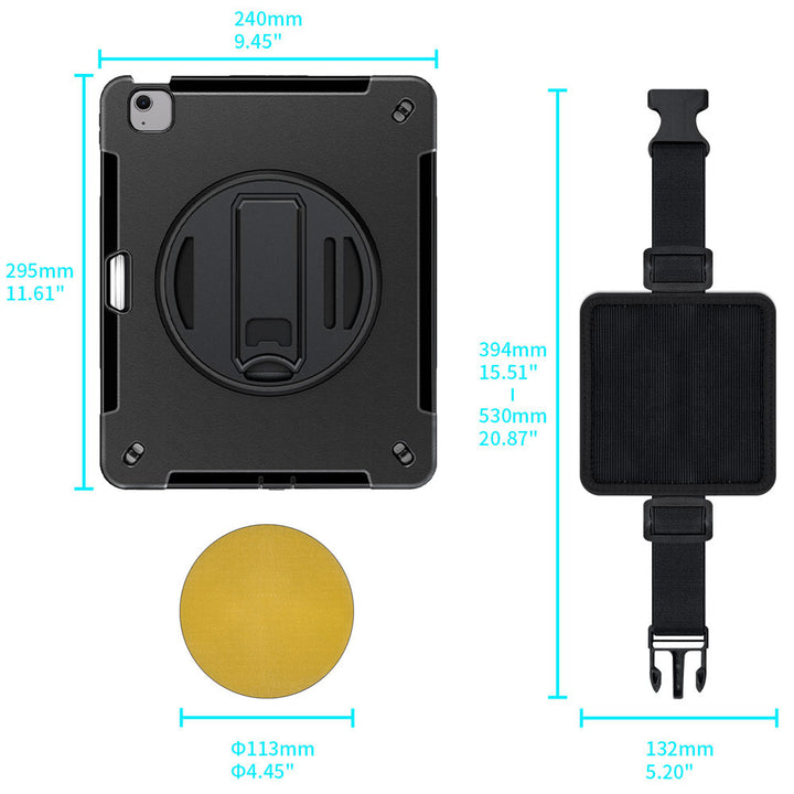 RIN-iPad-A6FKB | iPad Air 13 ( M2 ) | Rainproof military grade rugged case kneeboard with leg strap