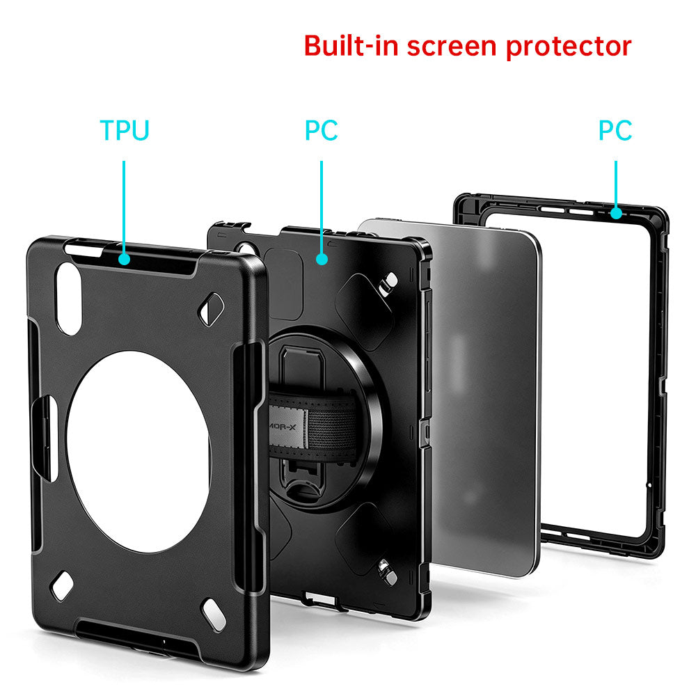 RIN-iPad-M8 | iPad mini 8 | Rainproof military grade rugged case with hand strap and kick-stand