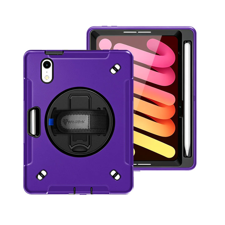 RIN-iPad-M8 | iPad mini 8 | Rainproof military grade rugged case with hand strap and kick-stand