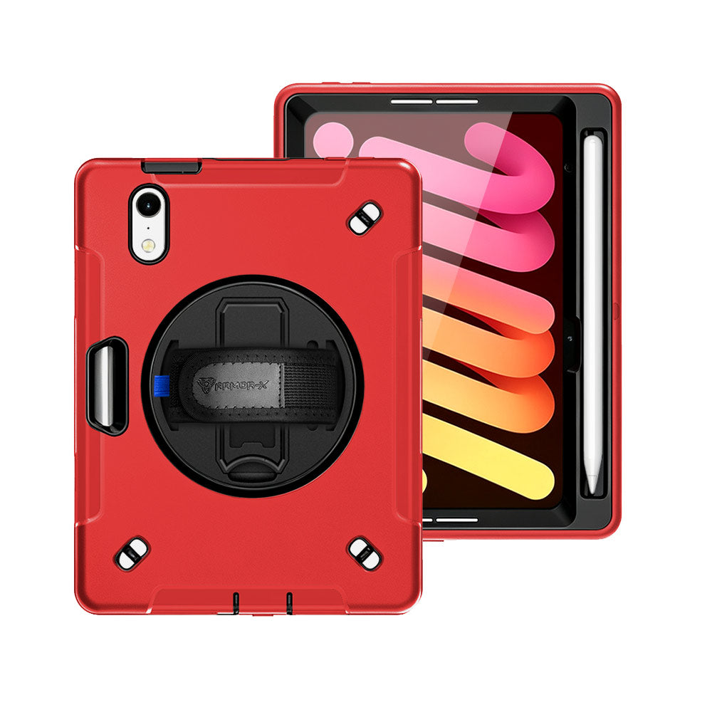 RIN-iPad-M8 | iPad mini 8 | Rainproof military grade rugged case with hand strap and kick-stand