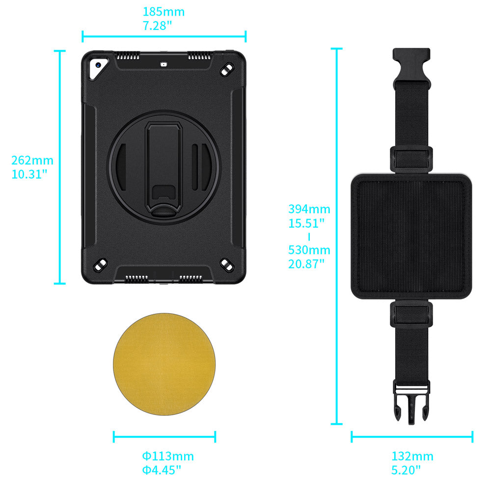 RIN-iPad-N4FKB | iPad 10.2 (7th & 8th & 9th Gen.) 2019 / 2020 / 2021 | Rainproof military grade rugged case kneeboard with leg strap