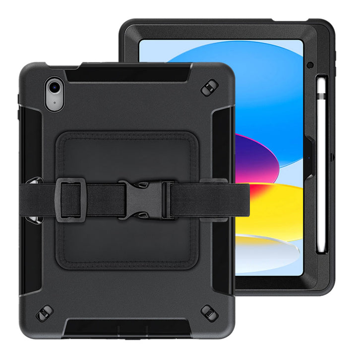 ARMOR-X iPad 10.9 (10th Gen.) shockproof case kneeboard with leg strap. Suitable for pilots, truck drivers, production workers, laboratory workers and anyone else who does not have a free hand to hold their tablet but still want to take a look at your tablet or take notes.