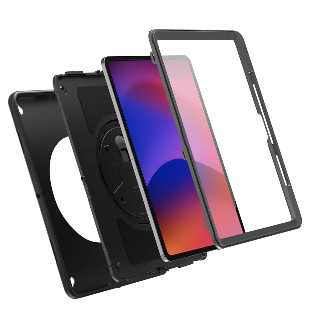 ARMOR-X iPad Pro 12.9 ( 7th Gen. ) 2024 shockproof case, impact protection cover with hand strap and kick stand. Ultra 3 layers impact resistant design.