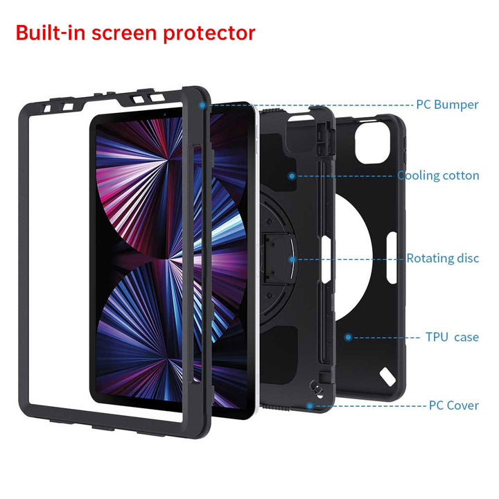 RKB-iPad-PR8 | iPad Pro 11 ( 1st / 2nd / 3rd / 4th Gen. ) 2018 / 2020 / 2021 / 2022 | Rainproof military grade rugged case kneeboard with leg strap