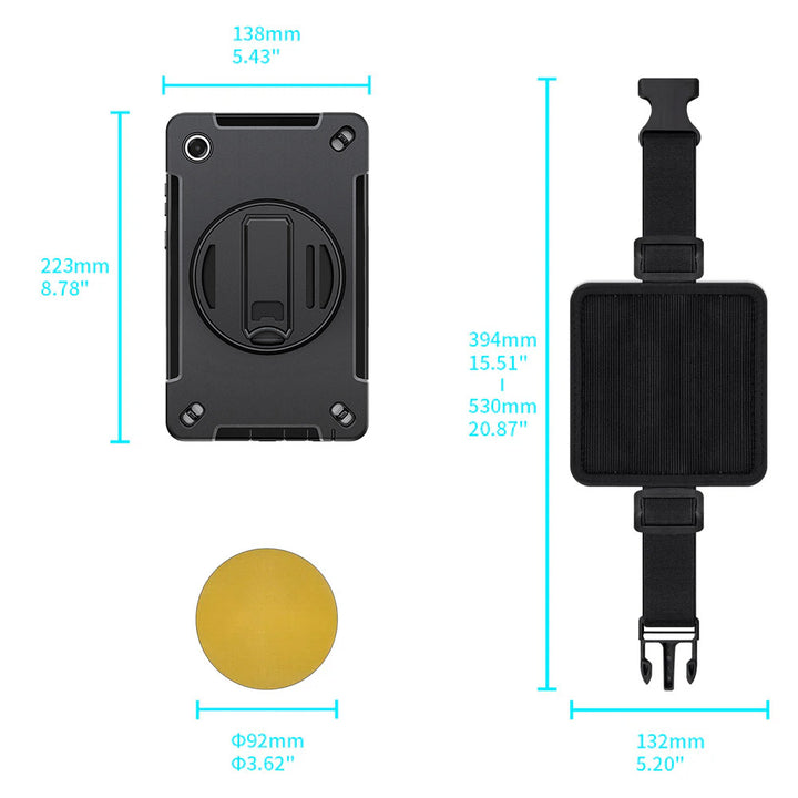 RKB-SS-X135 | Samsung Galaxy Tab A11 ( 8.7" ) SM-X133 / SM-X135 | Rainproof Rugged Case | Pilot Kneeboard & Clipboard with leg strap