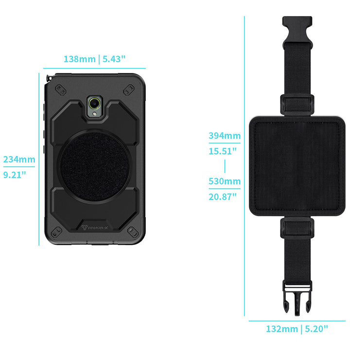 RKB-SS-X306 | Samsung Galaxy Tab Active5 (8-inch) SM-X300 SM-X306B SM-X308U / Active3 | Rainproof Rugged Case | Pilot Kneeboard &amp; Clipboard with leg strap