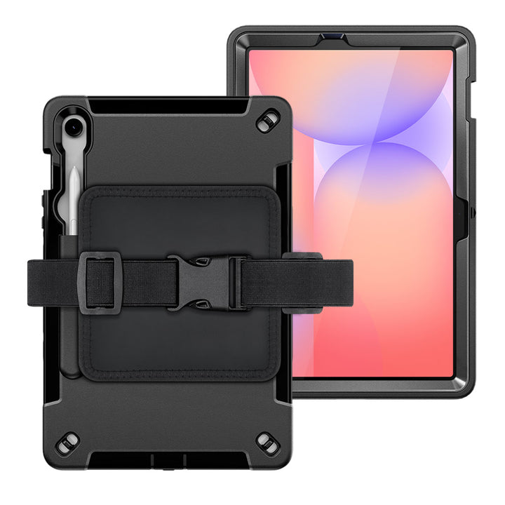 ARMOR-X Samsung Galaxy Tab S10 FE SM-X520 X526 X528 / S10 Lite SM-X400 X406 shockproof case kneeboard with leg strap. Suitable for pilots, truck drivers, production workers, laboratory workers and anyone else who does not have a free hand to hold their tablet but still want to take a look at your tablet or take notes.