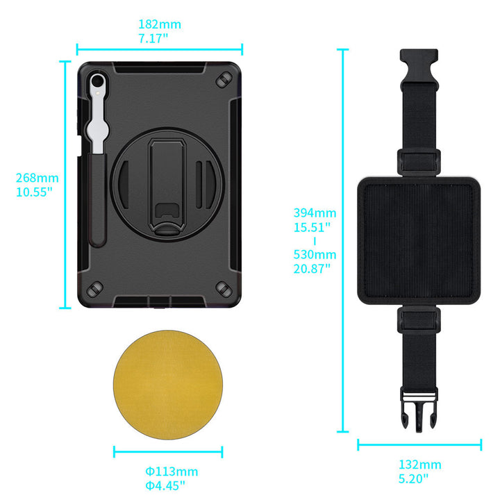 RKB-SS-X730 | Samsung Galaxy Tab S11 SM-X730 / X736 / X738 | Rainproof Rugged Case | Pilot Kneeboard & Clipboard with leg strap