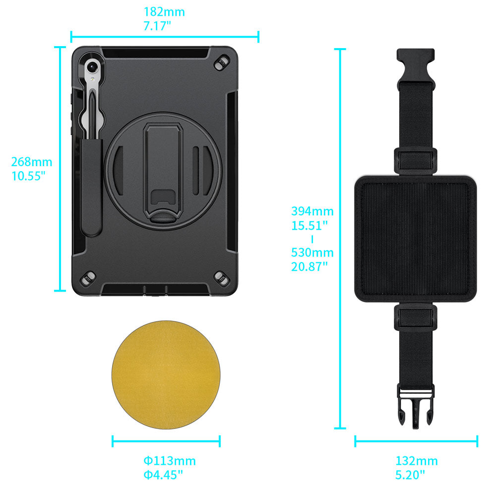 RKB-SS-X710 | Samsung Galaxy Tab S9 SM-X710 / X716 / X718 | Rainproof military grade rugged case kneeboard with leg strap