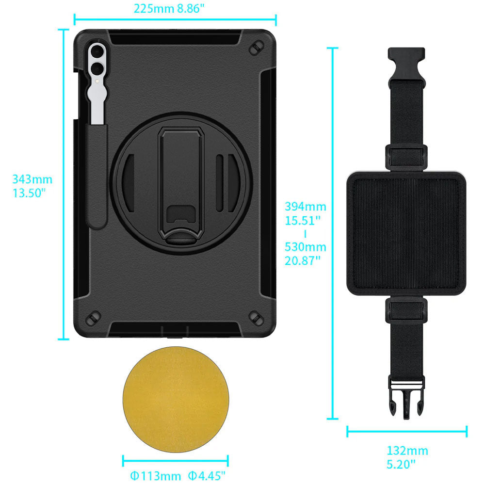 RKB-SS-X930 | Samsung Galaxy Tab S11 Ultra SM-X930 / X936 | Rainproof Rugged Case | Pilot Kneeboard & Clipboard with leg strap