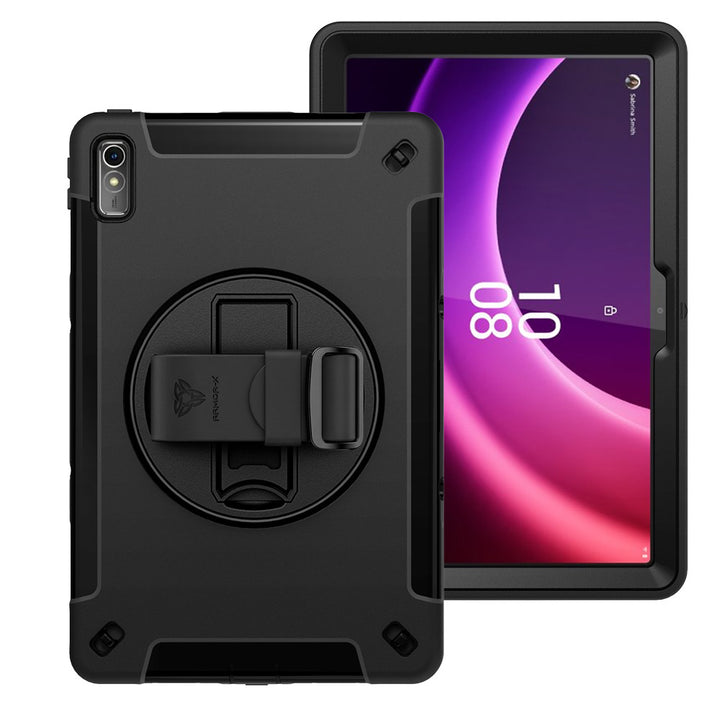 ARMOR-X Lenovo Tab P11 Gen 2 TB350 Healthcare-ready medical-grade rugged case with disinfection-ready construction, MIL-STD-810H drop resistance, rainproof design, silicone hand strap, and kickstand.